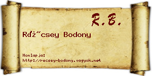 Récsey Bodony névjegykártya